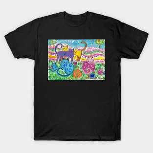 Happy Halloween colorful cats T-Shirt